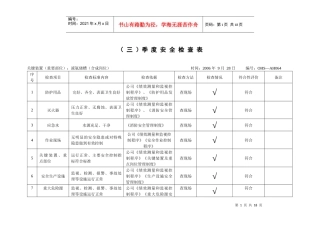 关键装置季度安全检查表安全032