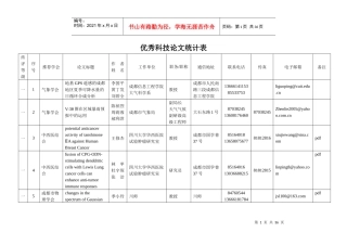 优秀科技论文统计表