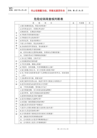 危险经销商查核判断表