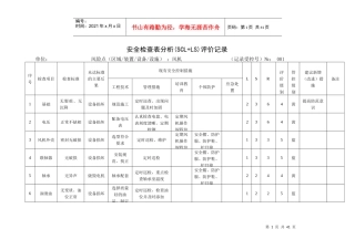 A4安全检查表分析(SCL+LS)评价记录