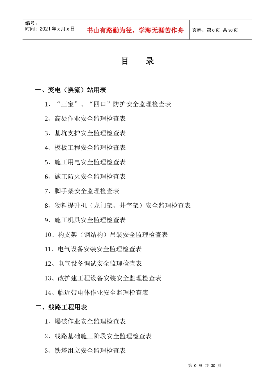 安全监理检查表_第1页