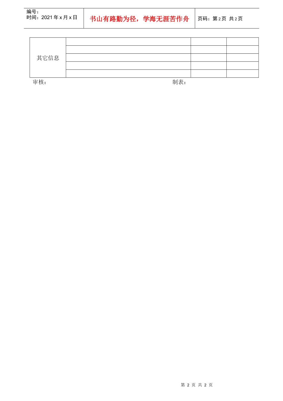 公司市场信息反馈分类统计表_第2页