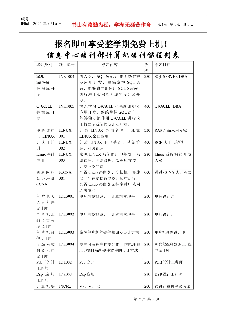 信息中心培训部计算机培训课程列表_第2页
