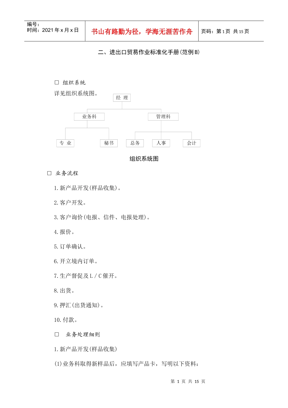 进出口贸易作业标准化手册(范例B)_第1页