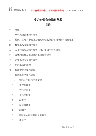 转炉炼钢安全操作规程