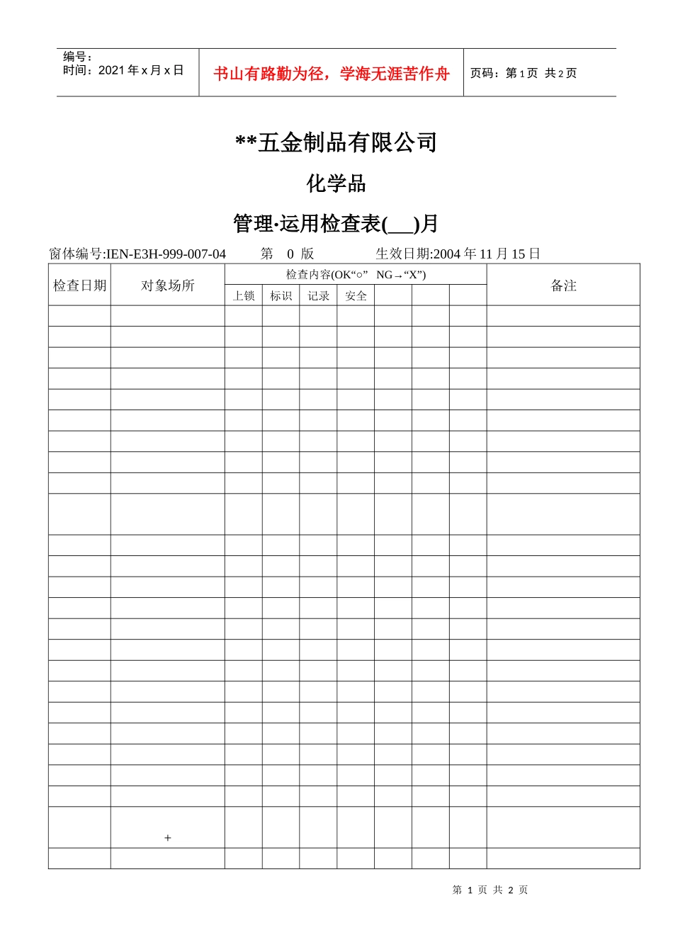 E3H00704化學品管理運用檢查表_第1页