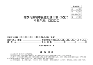 排放污染物申报登记统计表(试行)(1)