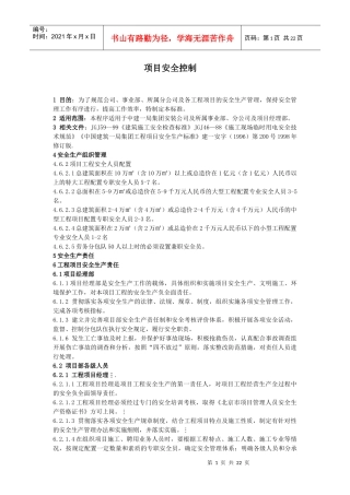 项目安全控制管理规范