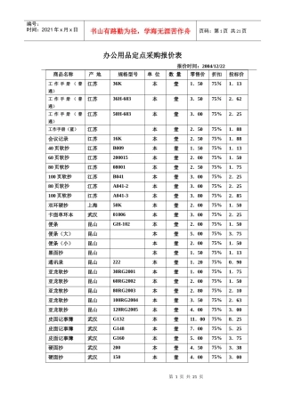 办公用品定点采购报价表
