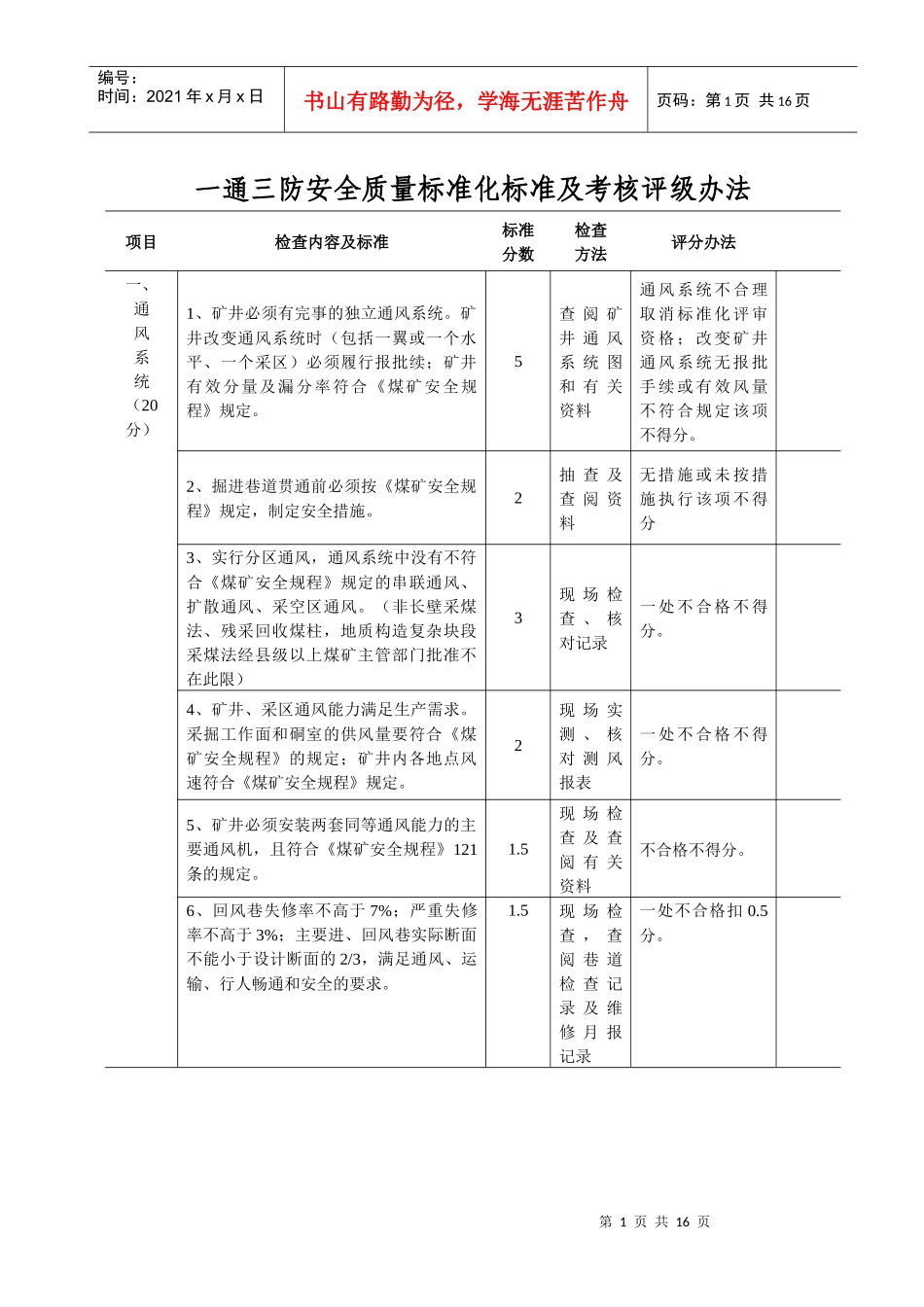“一通三防”安全质量标准化_第1页