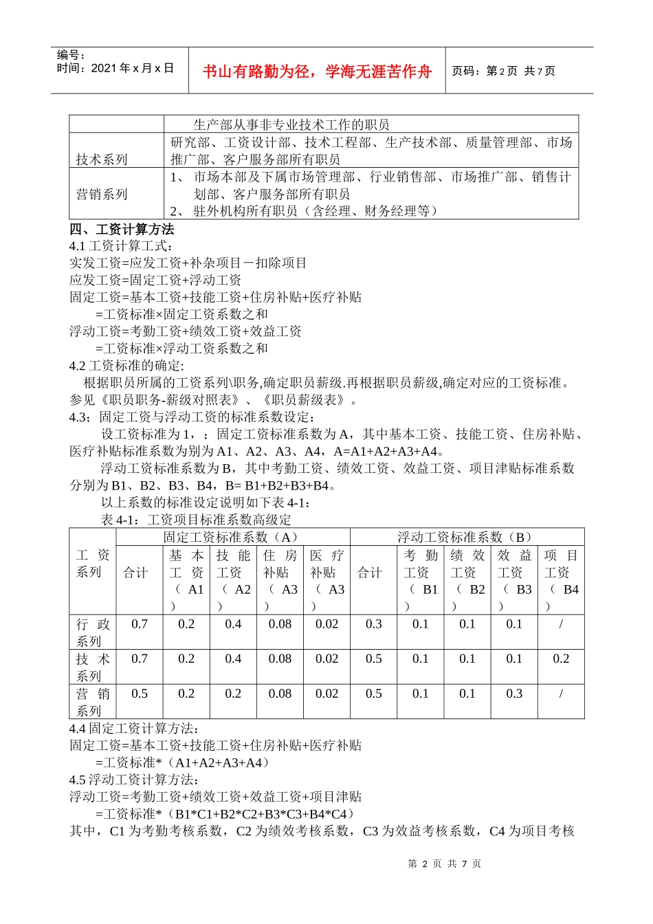 职工工资制度试行方案_第2页
