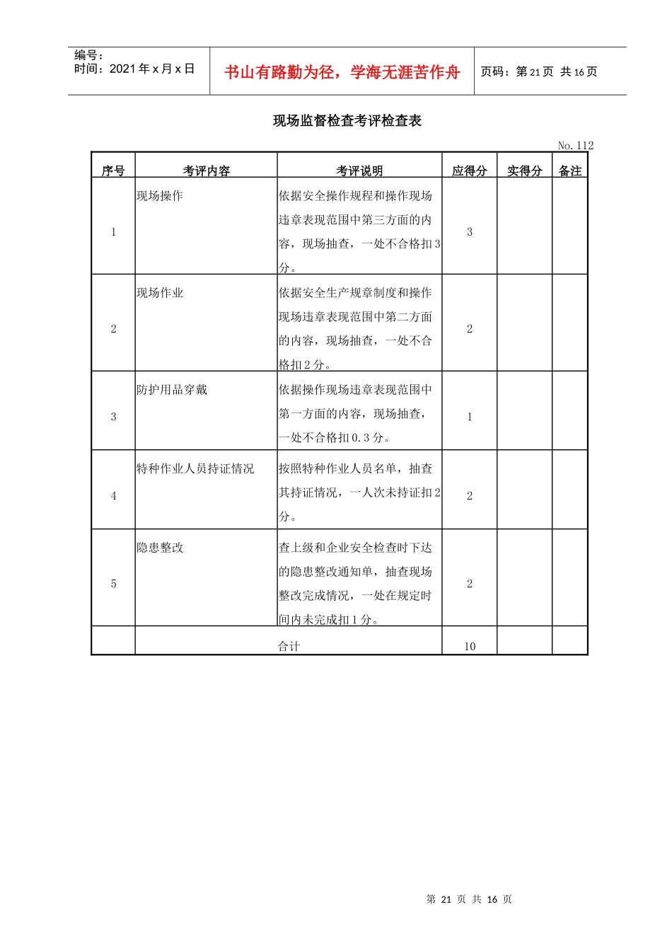 相关方安全管理考评检查表_第3页