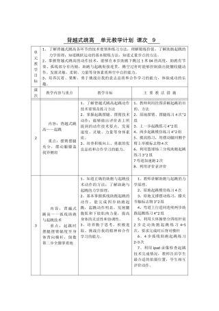 背越式跳高单元教学计划