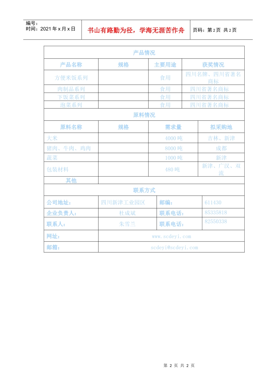 得益绿色doc-四川新津工业园区企业产品信息情况表_第2页