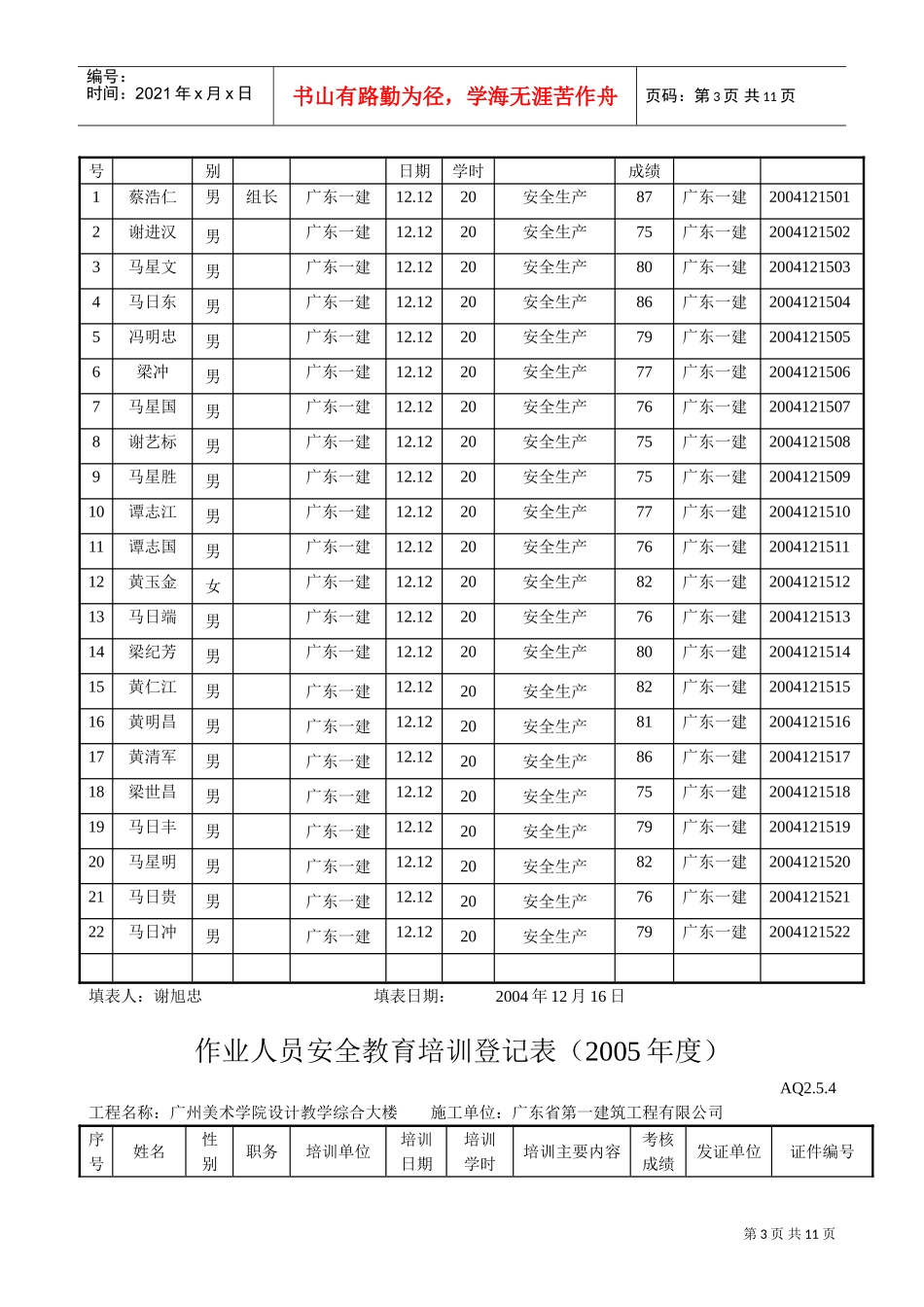 作业人员安全教育培训登记表(DOC11页)_第3页