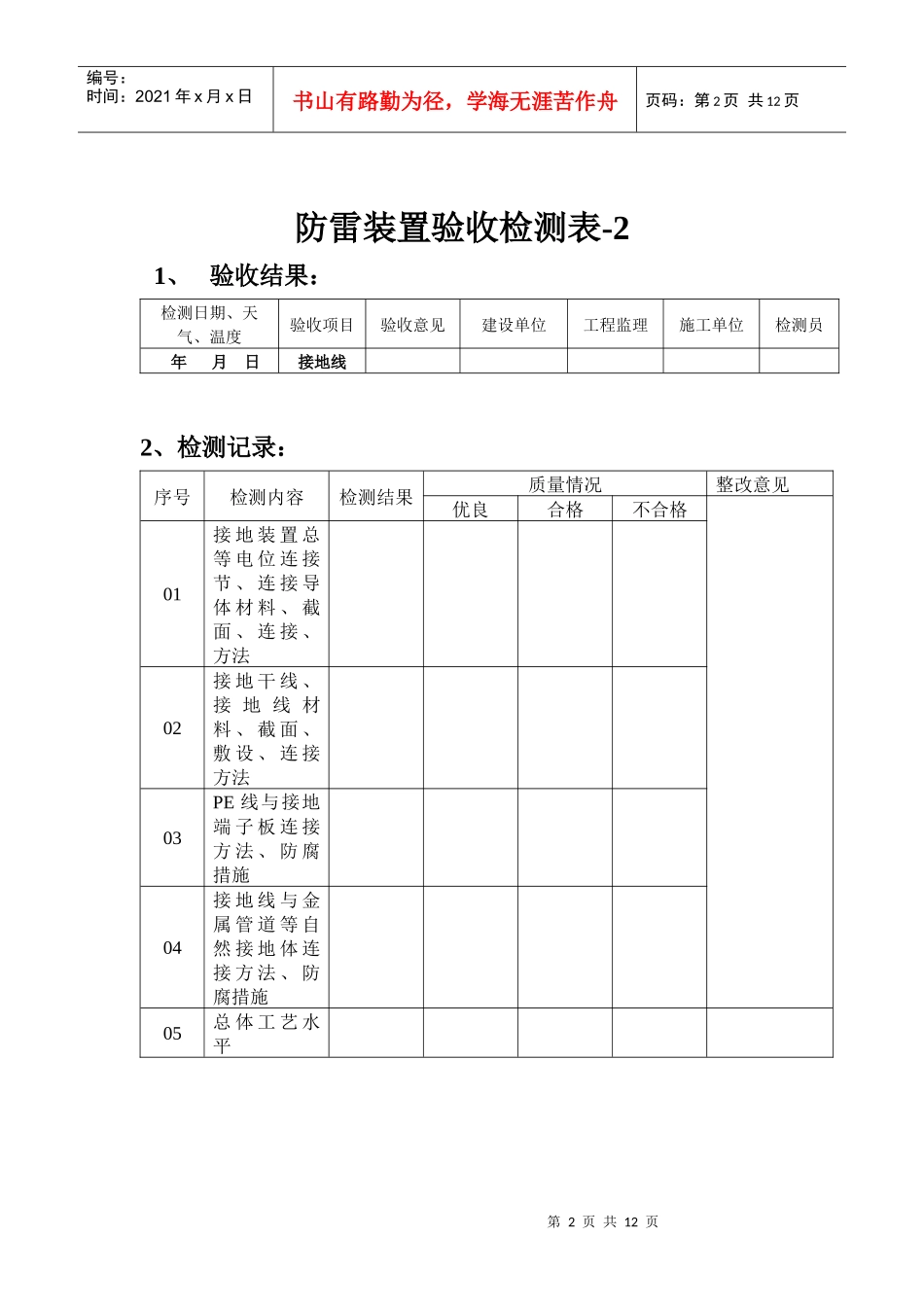 防雷装置验收检测表_第2页