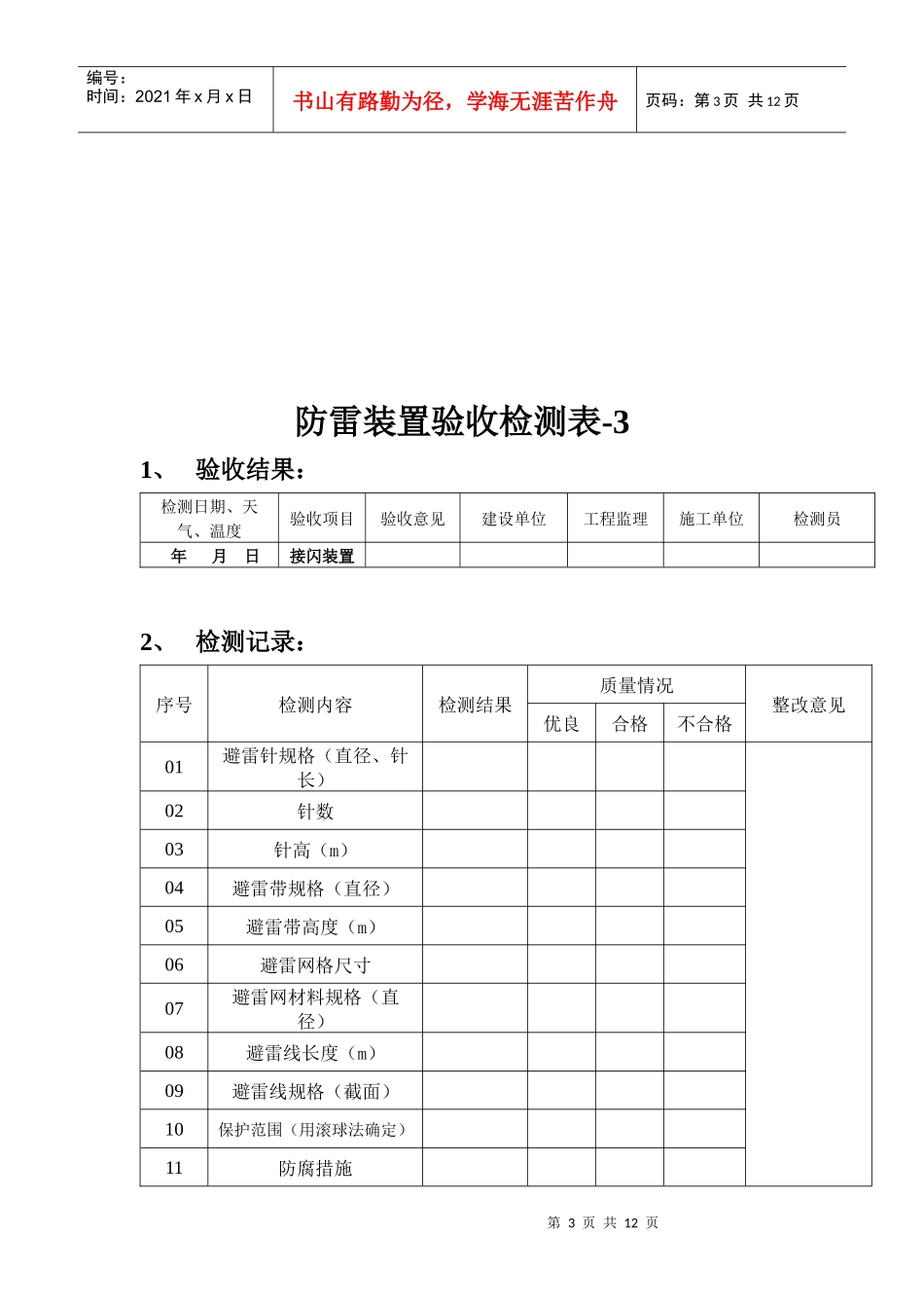 防雷装置验收检测表_第3页