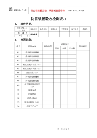 防雷装置验收检测表