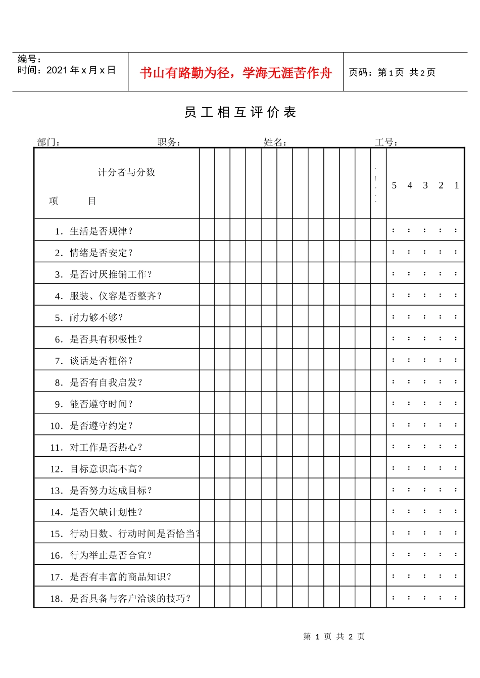 员工相互评价表_第1页