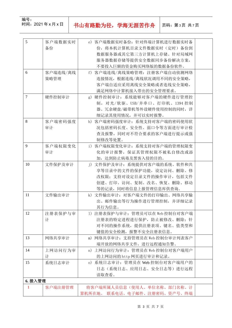 内网安全管理功能列表表格_第3页