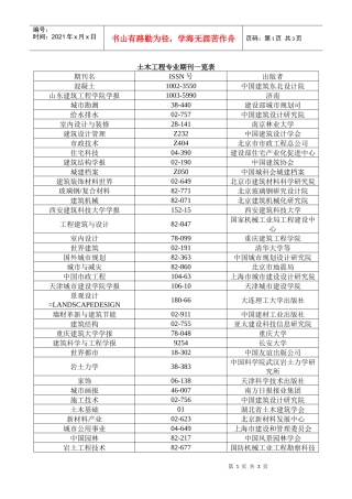 土木工程专业期刊一览表