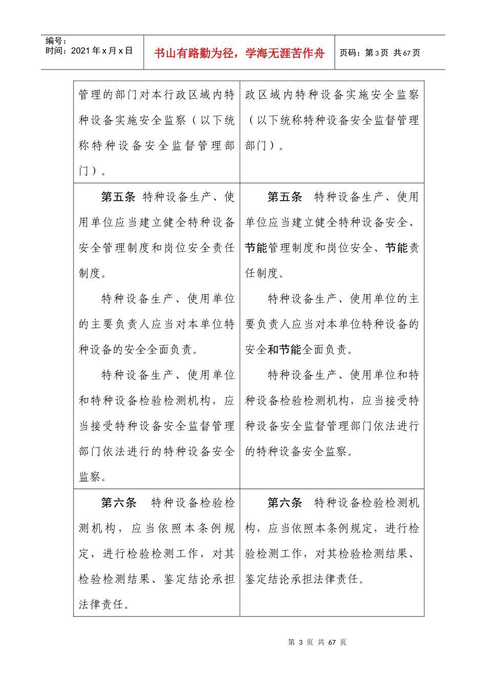 特种设备安全监察条例修订前后对照表_第3页