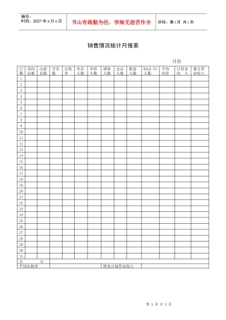 销售情况统计月报表