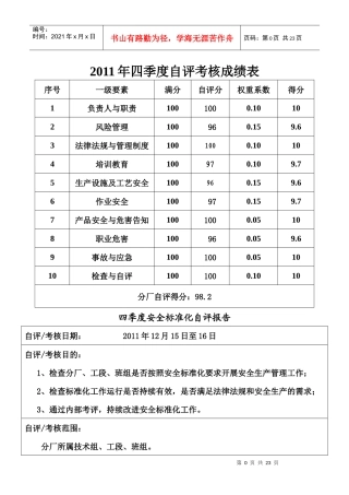 XXXX年四季度安全标准化自评报告(XXXX1211)