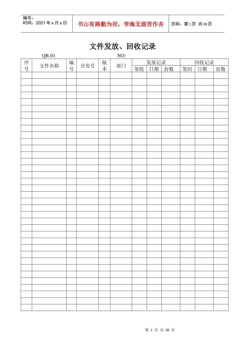 中小企业环境体系记录表单52个_第1页