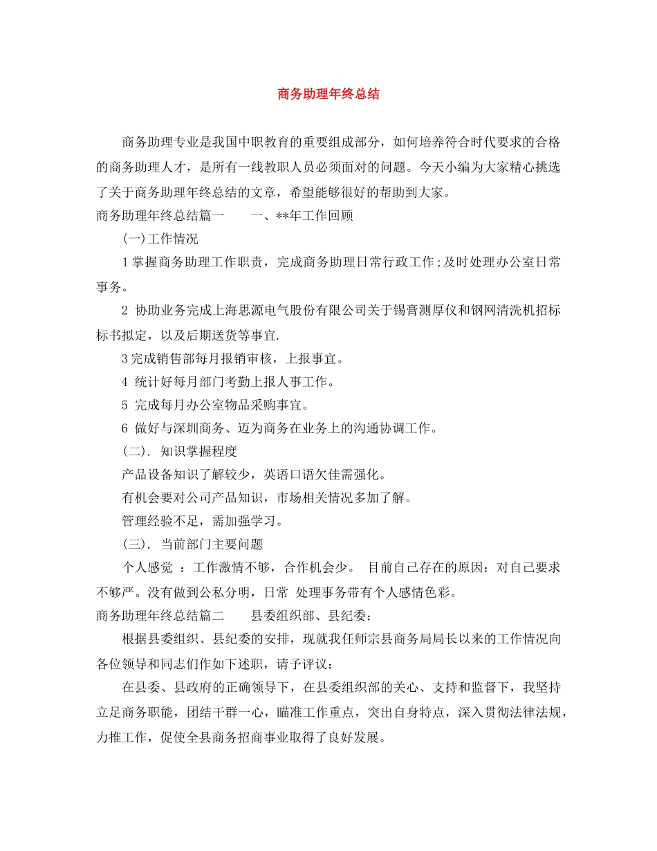 商务助理年终总结 _第1页
