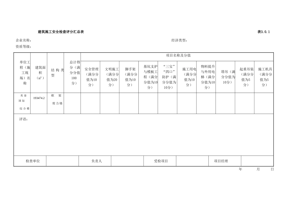 建筑施工安全检查评分表(DOC37页)_第1页