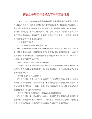 商会上半年工作总结及下半年工作计划 