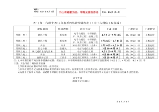 重庆邮电大学XXXX级工程硕士XXXX年春季课表
