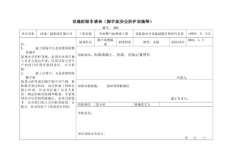 安全防护设施拆除申请表