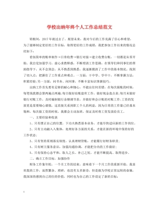 学校出纳年终个人工作总结范文2