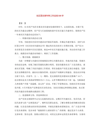 社区团支部年终工作总结500字