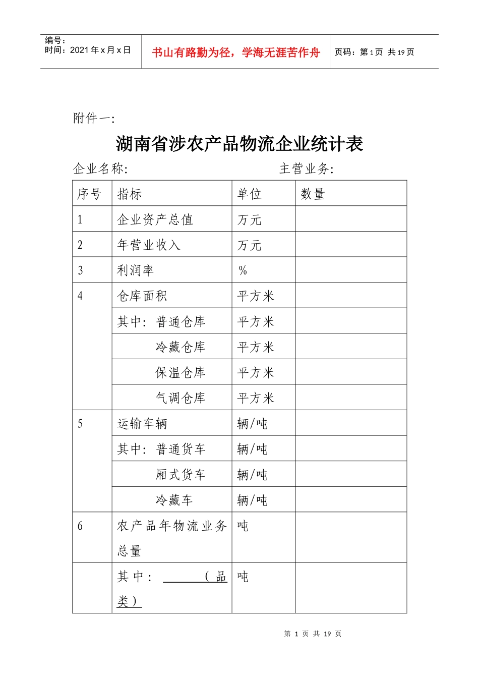 湖南省涉农产品物流企业统计表_第1页