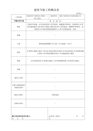 建筑节能工程概况表