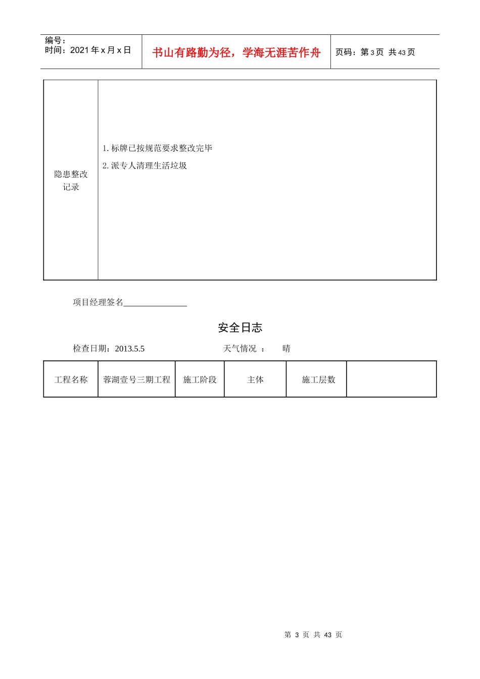 安全动态管理(日)检查表_第3页