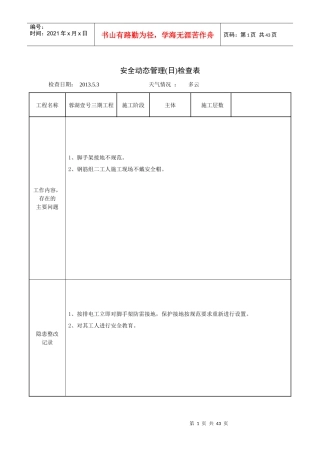 安全动态管理(日)检查表