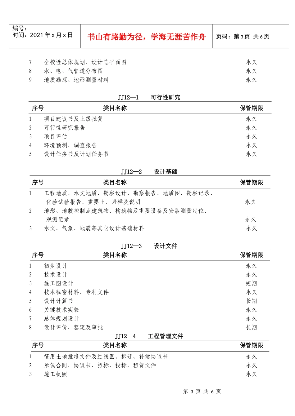 淮南工业学院基建类档案工作规范(试行)_第3页