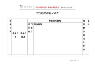 安全隐患排查记录表