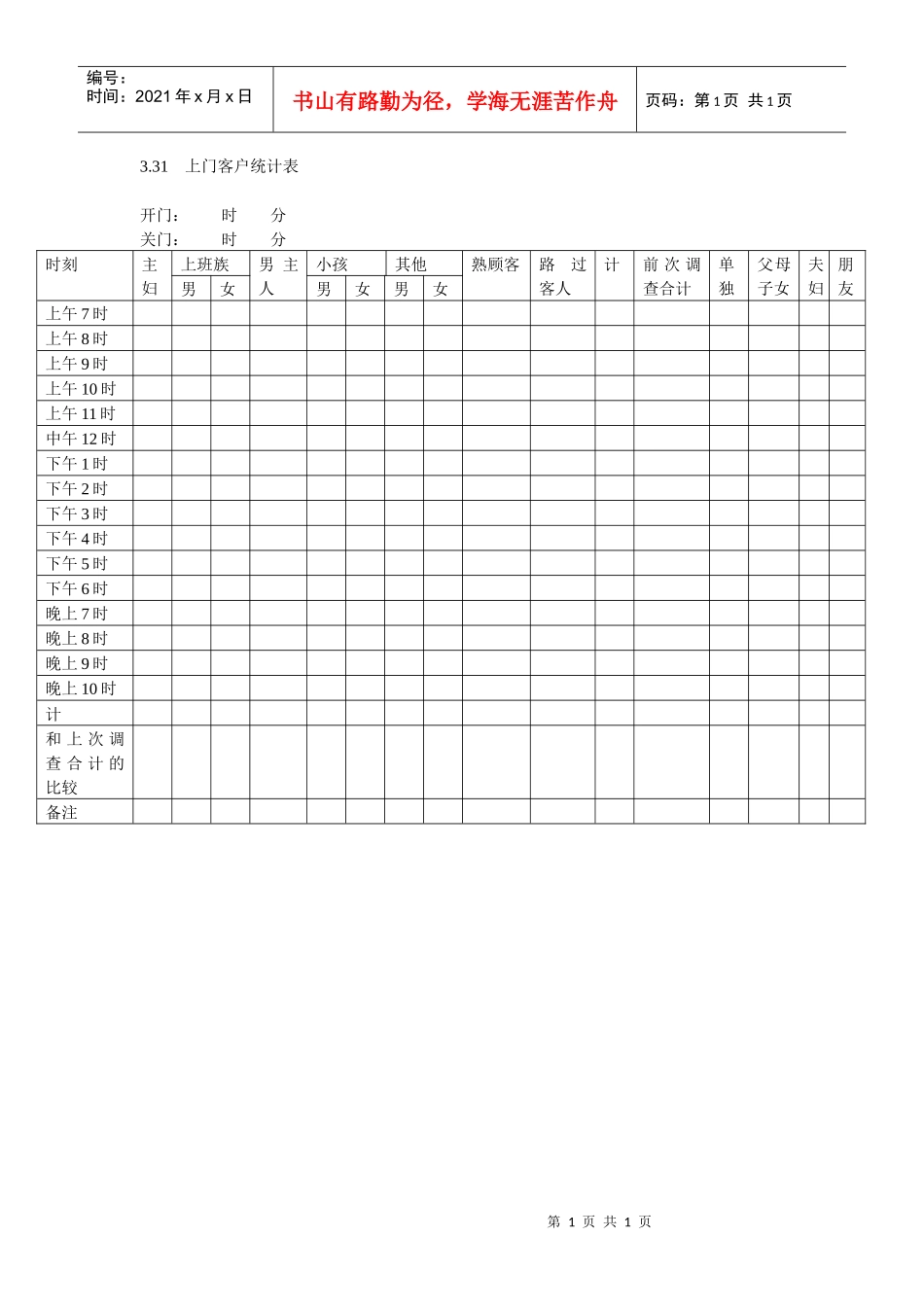 上门客户统计表_第1页