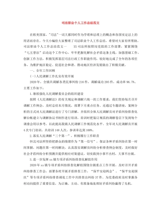 司法职业个人工作总结范文 