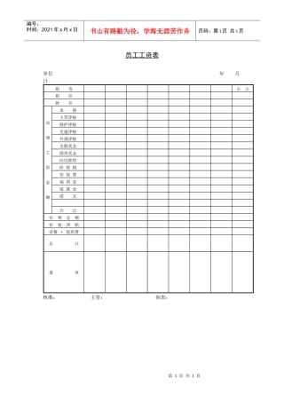 员工工资表（DOC 1页）