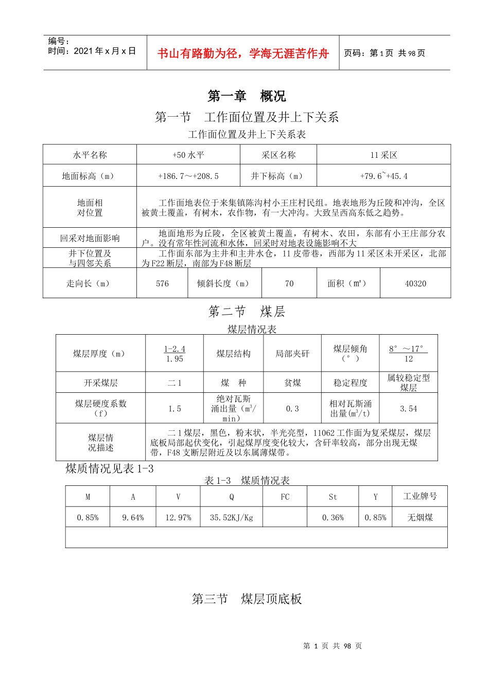 11062工作面悬移支架规程_第1页