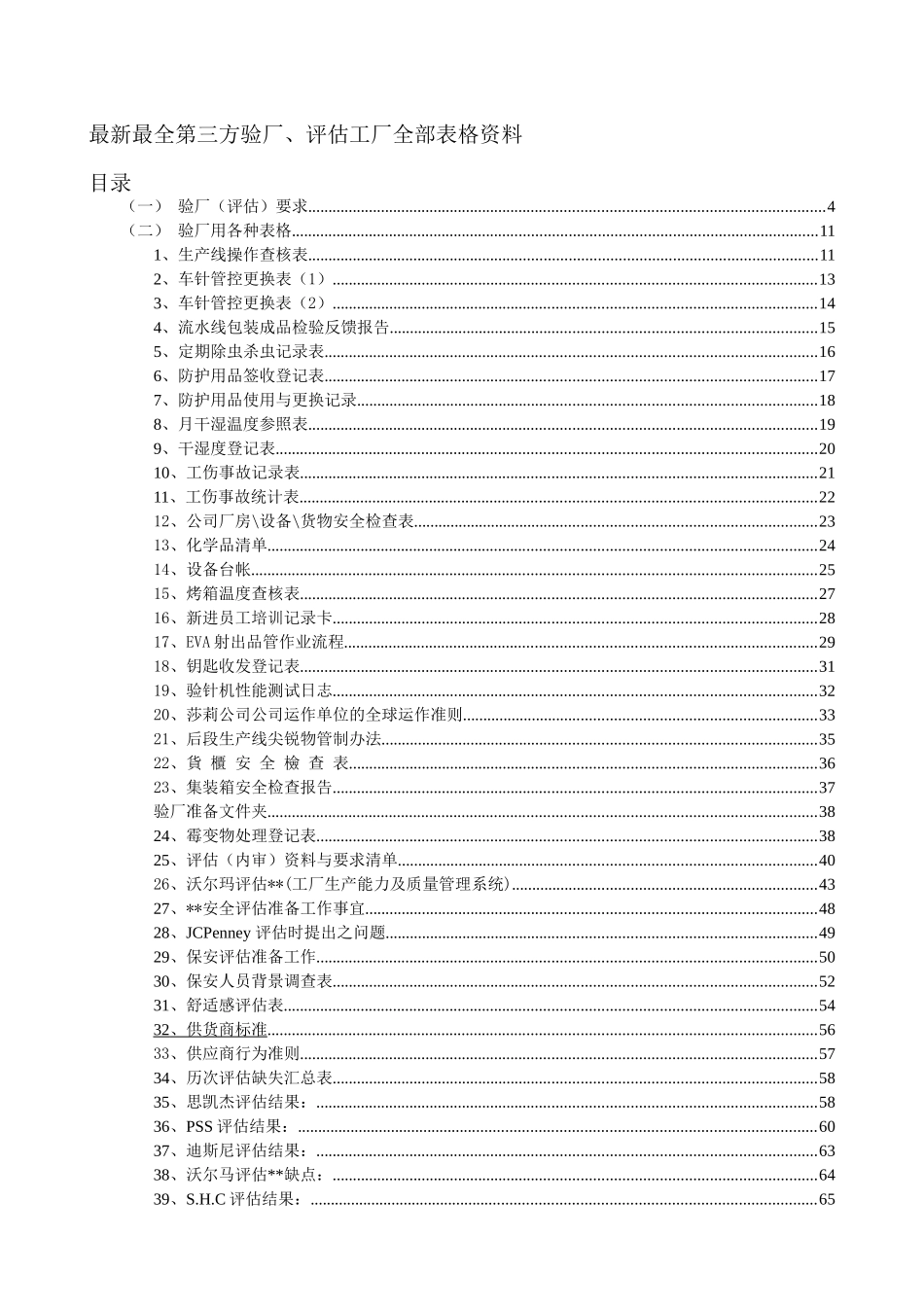 最新最全第三方验厂、评估工厂全部表格资料_第1页