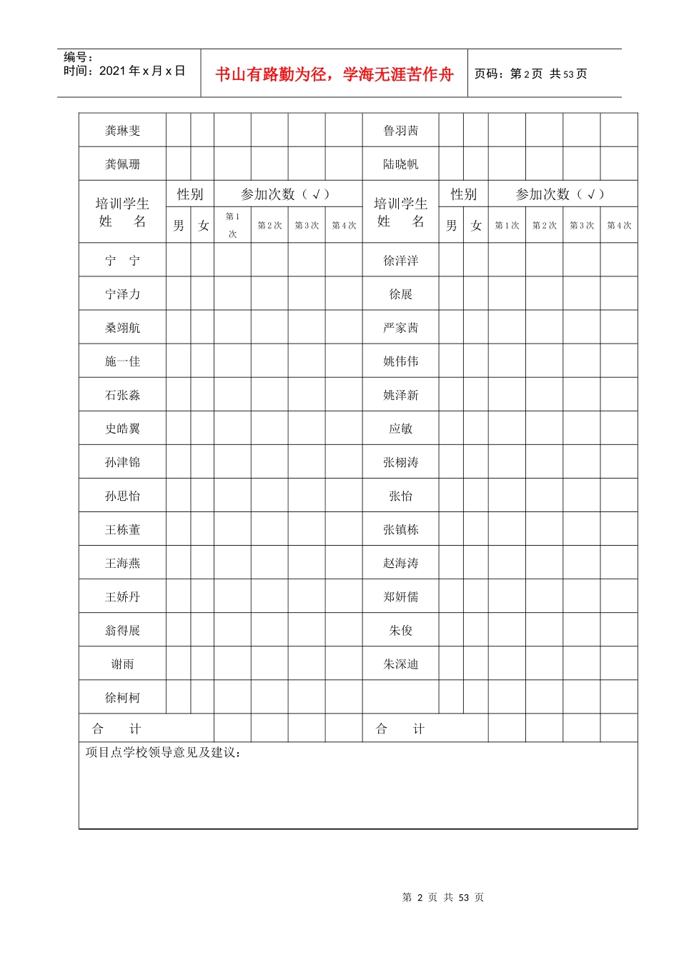 宁波市青春健康生活技能培训记录表_第2页