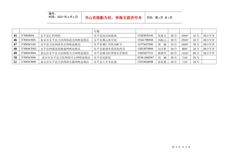 全市网吧基本情况普查统计表_第3页
