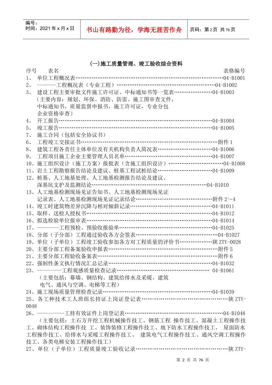 土建单位工程技术资料组卷目录及表式_第3页